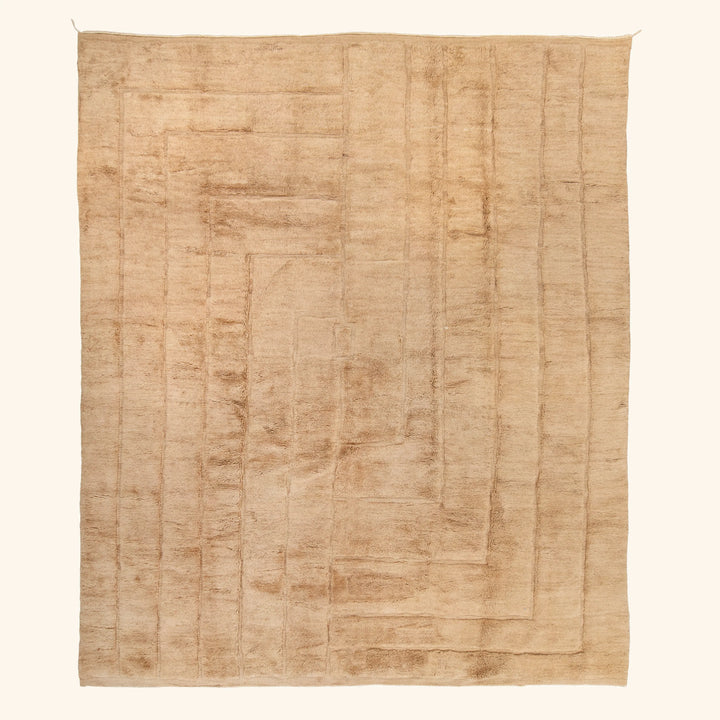 Beige Moroccan Berber Wool Rug - 11'12" x 13'5"