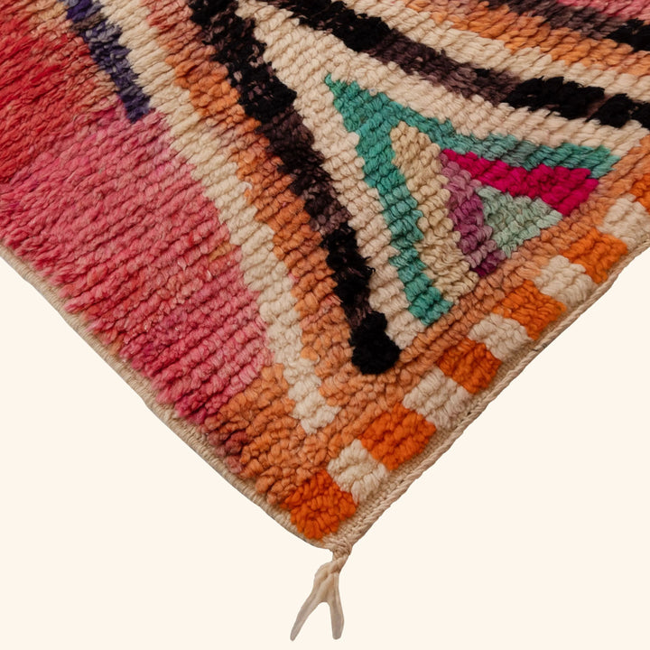 Pink Multicolored Moroccan Berber Wool Runner - 2'4" x 10'6"