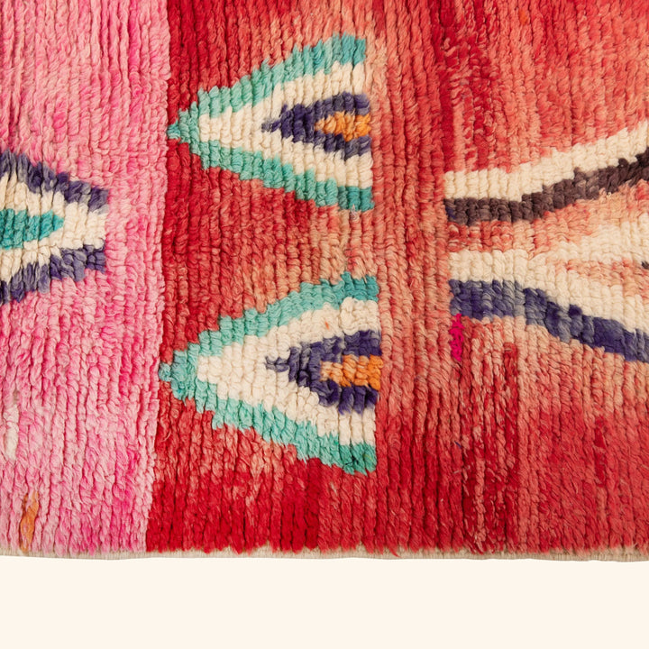 Pink Multicolored Moroccan Berber Wool Runner - 2'4" x 10'6"