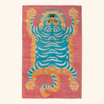Blue Salmon Contemporary Tiger Wool Rug - 4'8'' x 7'3''