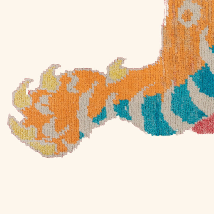 Blue Salmon Contemporary Tiger Wool Rug - 4'8'' x 7'3''
