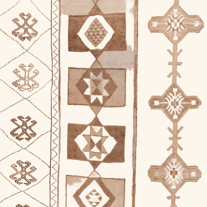 Brown Traditional Turkish Wool Rug - 9'7'' x 11'3''