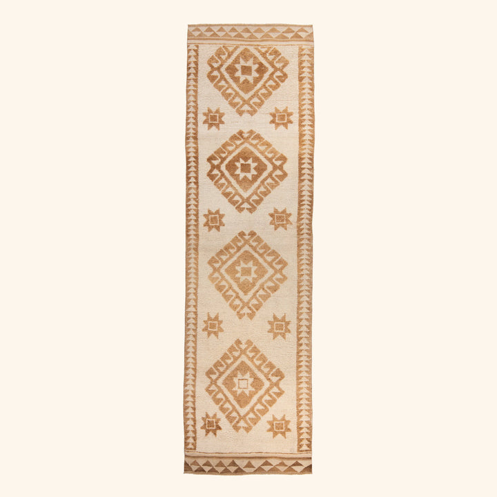 Beige Camel Traditional Turkish Wool Runner - 3'3'' x 11'7''