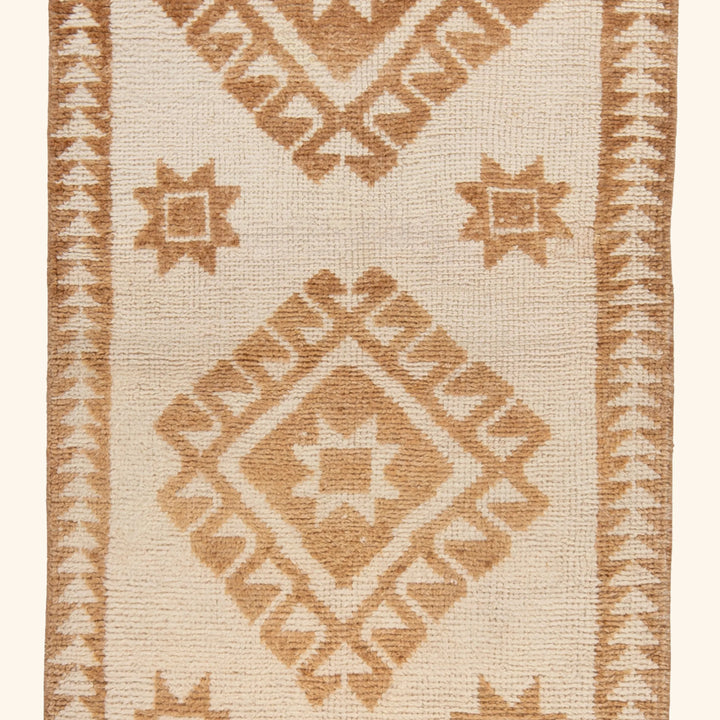 Beige Camel Traditional Turkish Wool Runner - 3'3'' x 11'7''