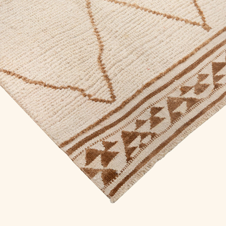 Ivory Brown Traditional Turkish Wool Runner - 3'2'' x 11'5''