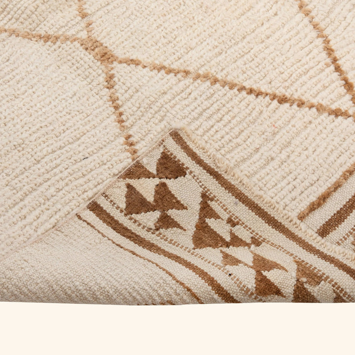 Ivory Brown Traditional Turkish Wool Runner - 3'2'' x 11'5''
