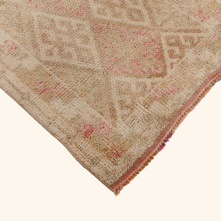 Beige & Pink Traditional Turkish Wool Runner - 2'6'' x 11'10''