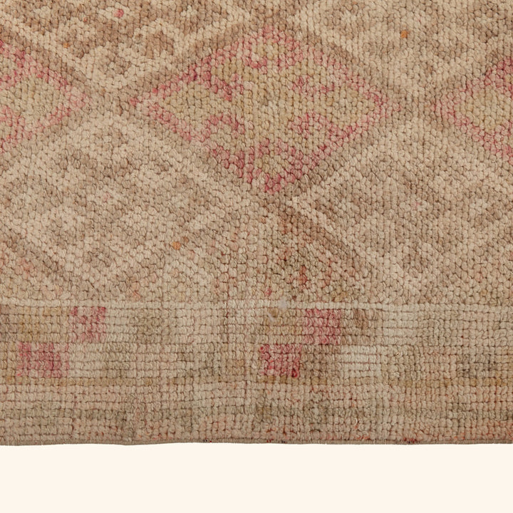 Beige & Pink Traditional Turkish Wool Runner - 2'6'' x 11'10''