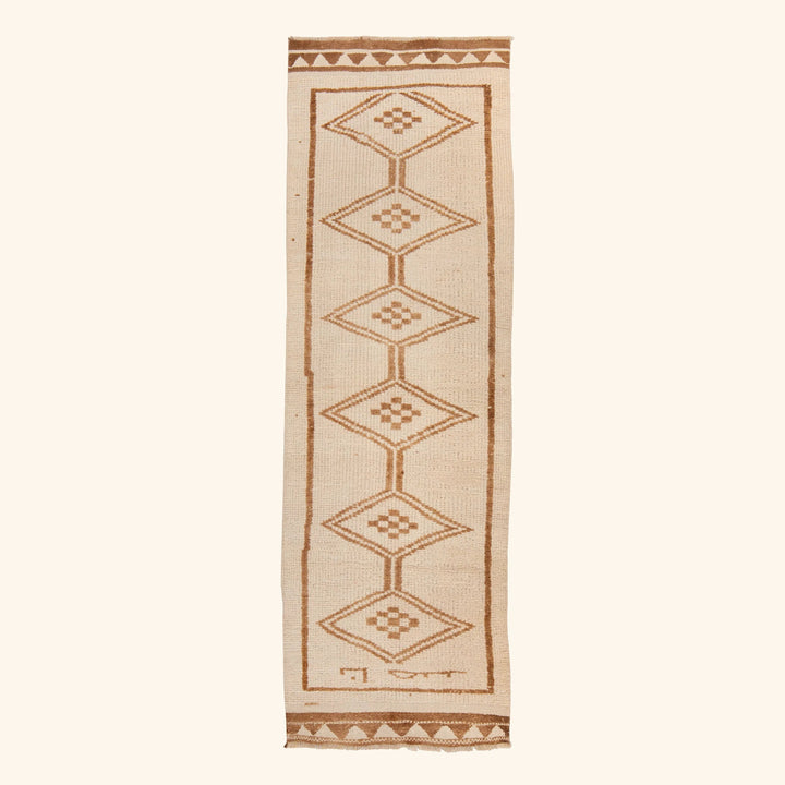 Beige Traditional Turkish Wool Runner - 3'1'' x 10'3''
