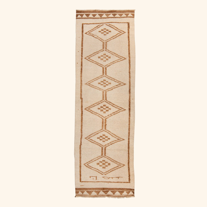 Beige Traditional Turkish Wool Runner - 3'1'' x 10'3''