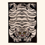 Black & White Contemporary Tiger Wool Rug - 5'4'' x 7'7''