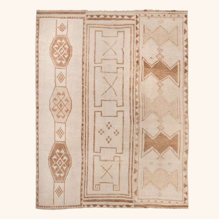 Brown Multicolored Traditional Turkish Wool Rug - 9'2'' x 10'11''