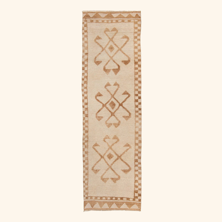 Beige Traditional Turkish Wool Runner - 3' x 11'1''