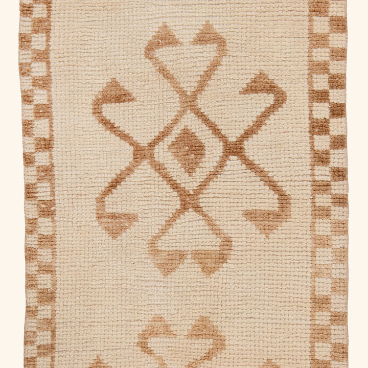Beige Traditional Turkish Wool Runner - 3' x 11'1''