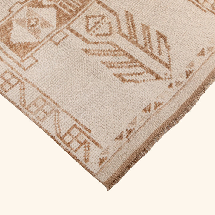 Beige Traditional Turkish Wool Runner - 3' x 12'10''