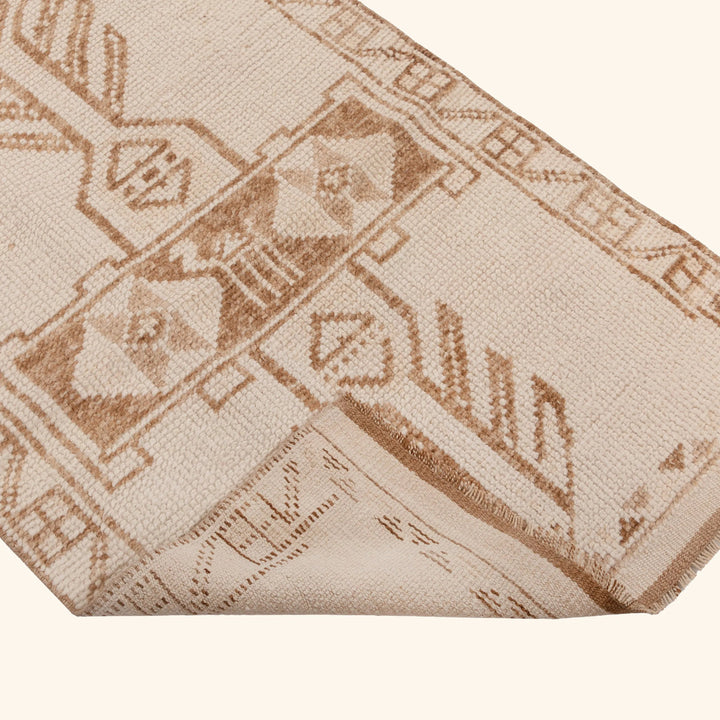Beige Traditional Turkish Wool Runner - 3' x 12'10''