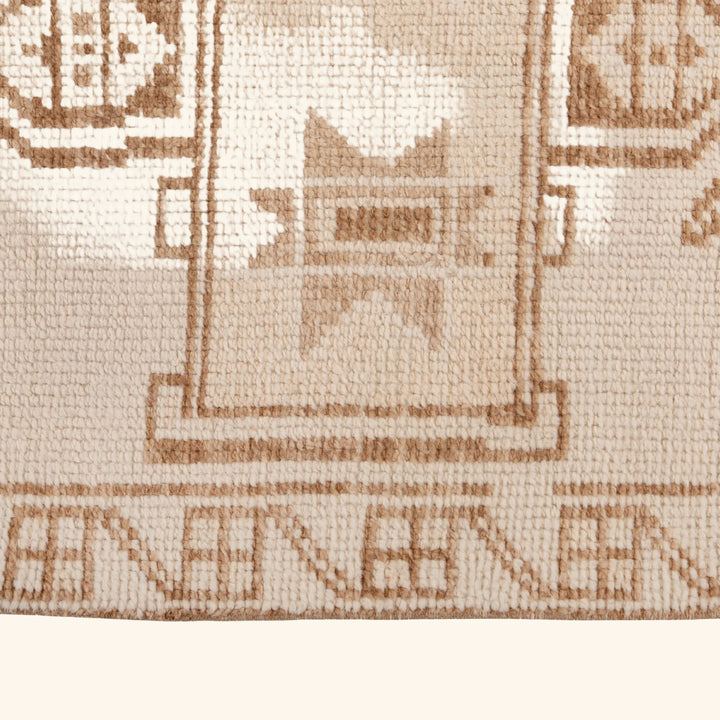 Beige Traditional Turkish Wool Runner - 3' x 12'10''