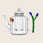 Botanica Teapot, Optic Blue Flower & Butterfly