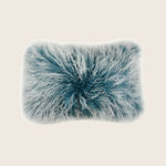 Image for Mongolian Fur Pillow, Blue Creme