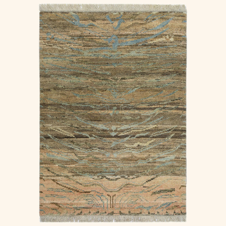 Image for Brown & Coral Alchemy Transitional Wool Rug - 4'2" x 5'11"