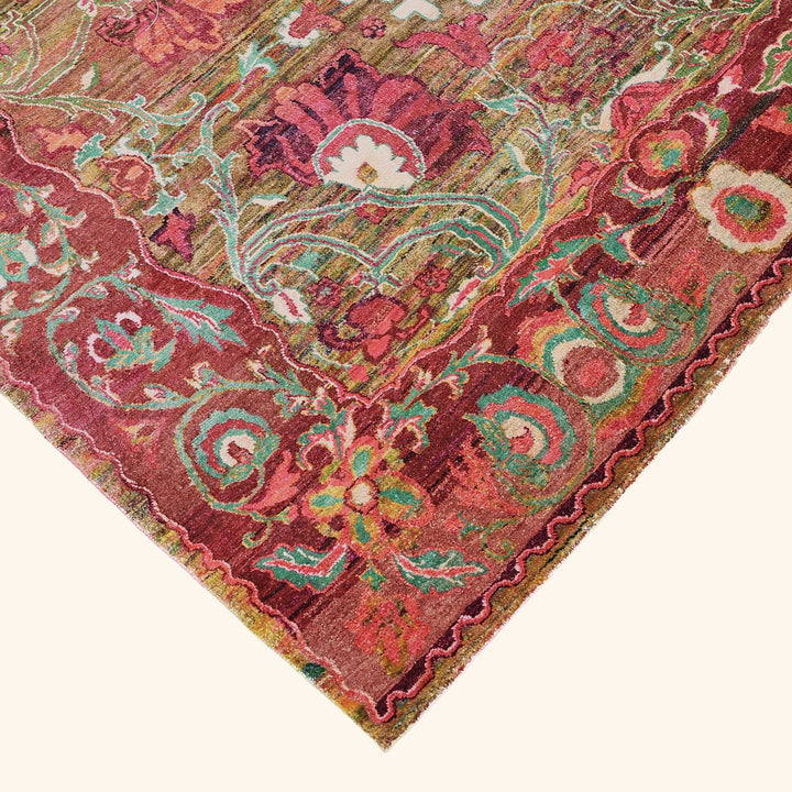 Image for Red & Brown Alchemy Traditional Silk Rug - 9'10" x 14'2"