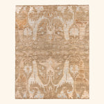 Beige Transitional Wool Silk Blend Rug - 8' x 10'