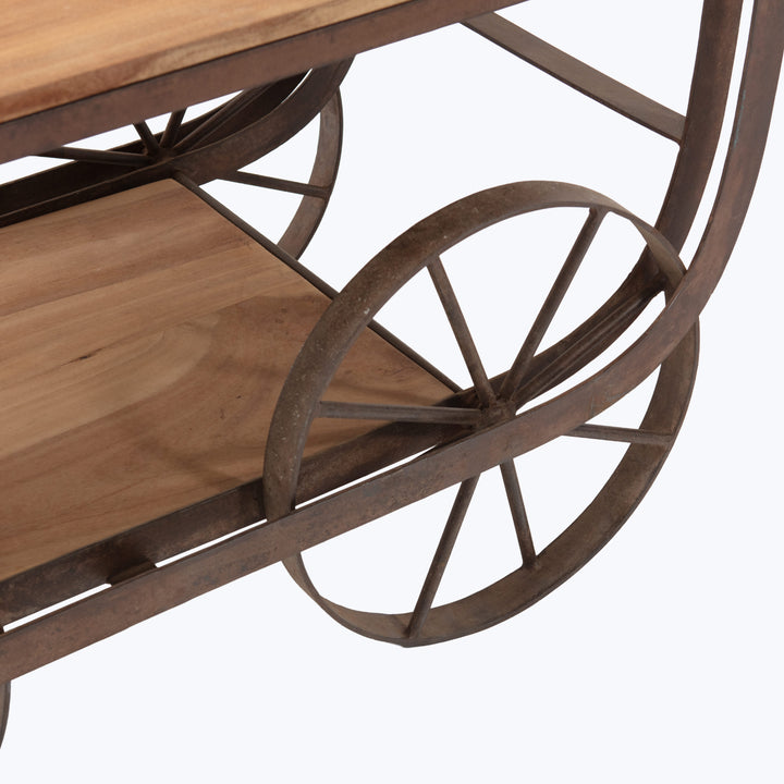 Vintage Wood Coffee Table on Wheels