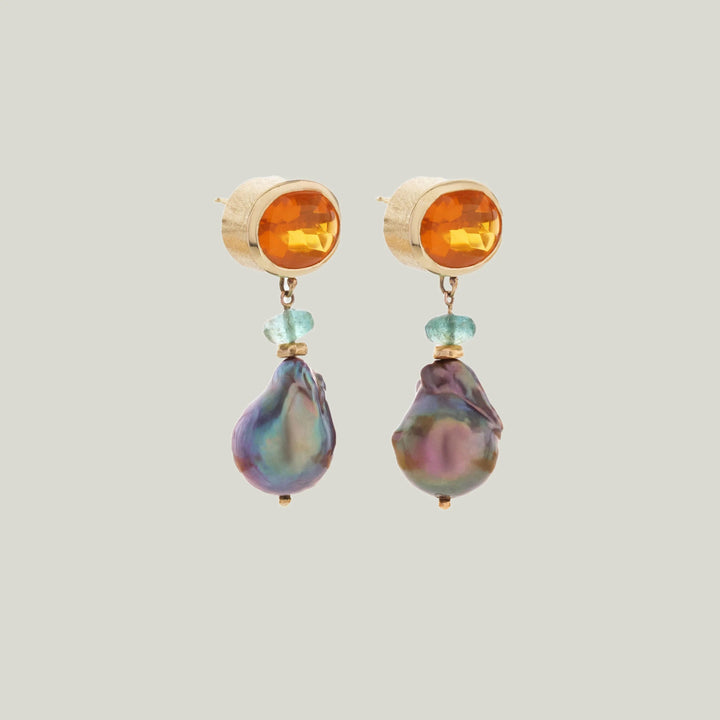 Image for WAIHEKE: Opal, Paraíba Tourmaline and Pearl Earrings