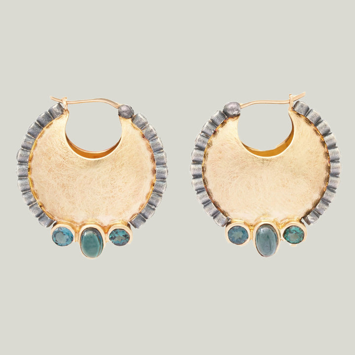 Image for HAURAKI: Tourmaline Shield Hoops
