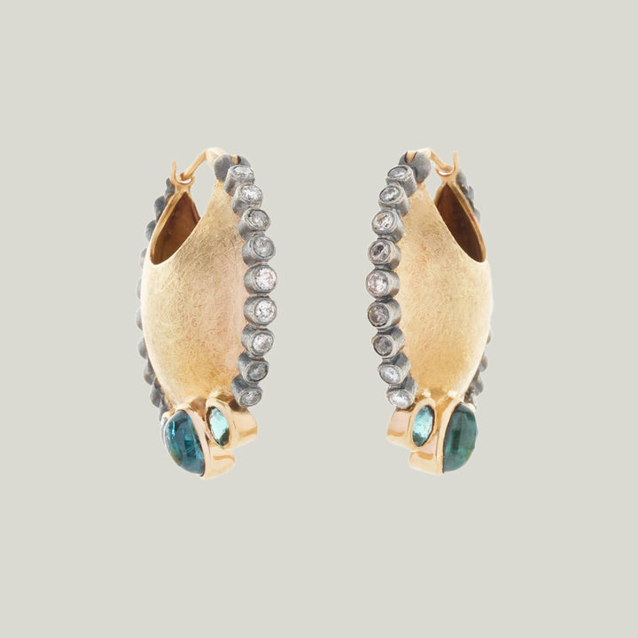 Image for HAURAKI: Tourmaline Shield Hoops