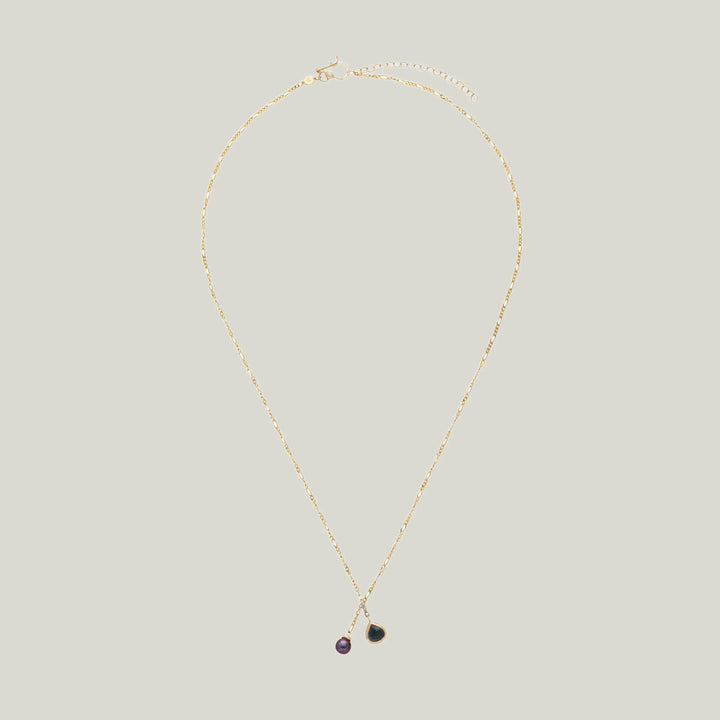 Image for KOHI: Tourmaline, Pearl and Diamond Lariat Necklace