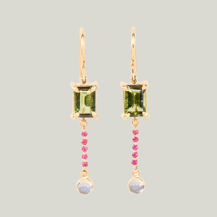 Image for HOLYROOD PALACE: Tourmaline, Ruby and Moonstone Earrings