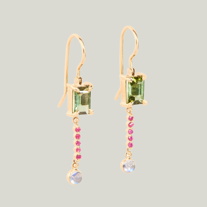 Image for HOLYROOD PALACE: Tourmaline, Ruby and Moonstone Earrings