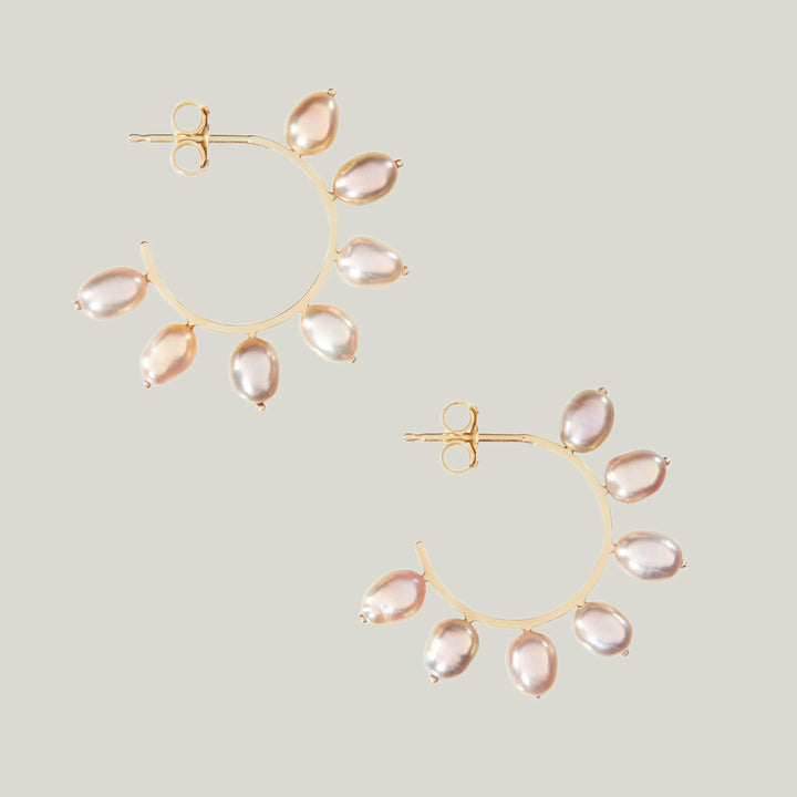 Image for LES TUILERIES: Pearl Huggie Hoop Earrings
