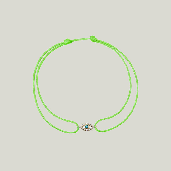 Image for Amie Pavé Evil Eye Bracelet - Neon green cord