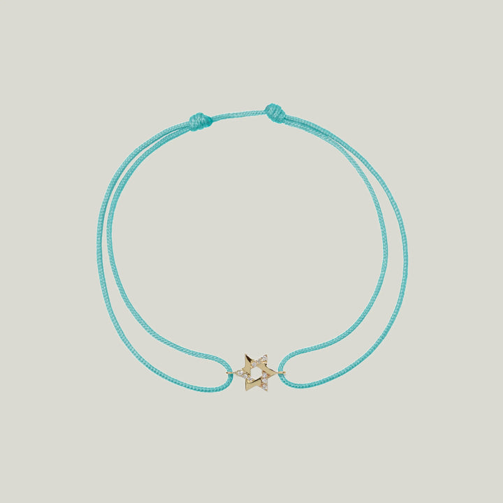 Image for Amie Pavé Star of David Bracelet - Turquoise cord