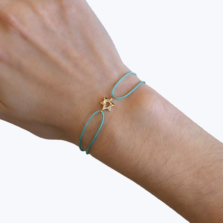Image for Amie Pavé Star of David Bracelet - Turquoise cord