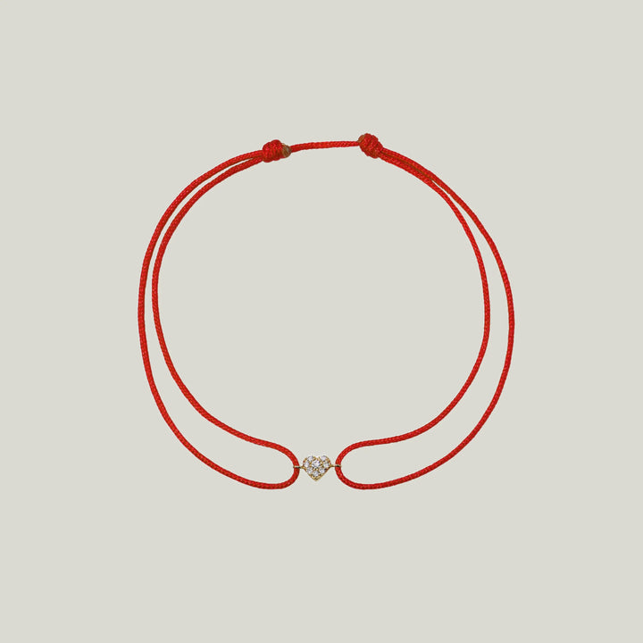 Image for Amie Mini Pavé Heart Bracelet - Red cord