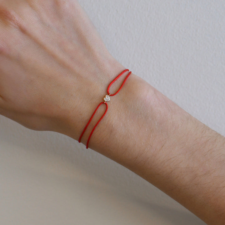 Image for Amie Mini Pavé Heart Bracelet - Red cord