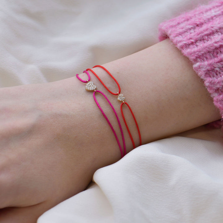 Image for Amie Mini Pavé Heart Bracelet - Red cord