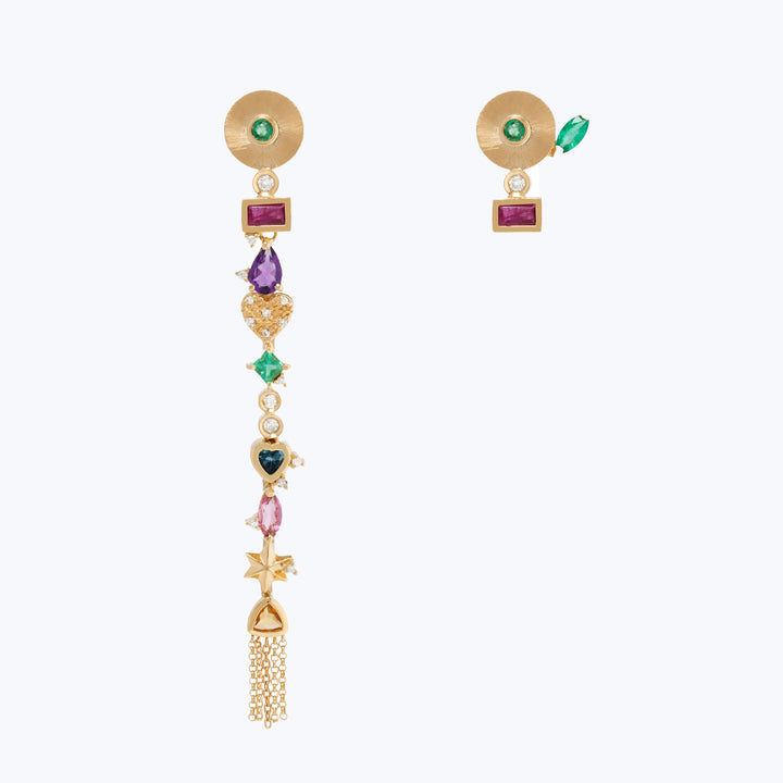 Image for Couture Earrings 18K Gold With Ruby, Emerald, Amethyst, London Topaz, Pink Tourmaline, Citrine And Diamonds