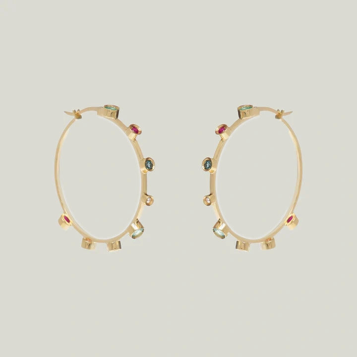 Image for La Mère Hoop Earrings With Gemstones