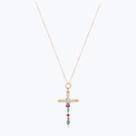 Image for Fly Away Cross Pendant With Diamonds, Ruby, Emerald, Amethyst, Mandarin, London Topaz And Sky Topaz