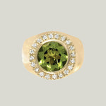 Image for Yellow Gold Chunky Ring With Peridot And Diamonds