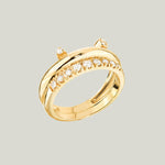 Image for Curve Yellow Gold Ring With Gold And Diamonds Band