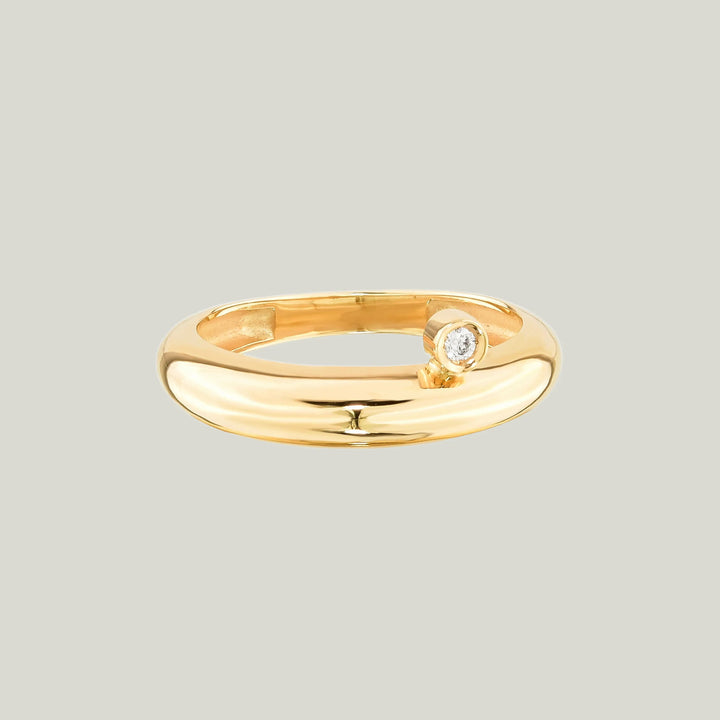 Image for Curve Yellow Gold Ring With Singular Diamond