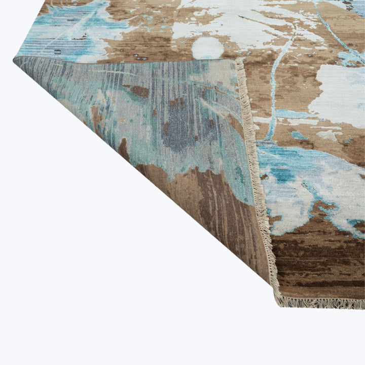 Image for Blue & Brown Contemporary Wool Silk Blend Rug - 8' x 10'