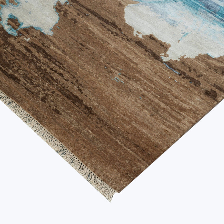 Image for Blue & Brown Contemporary Wool Silk Blend Rug - 8' x 10'