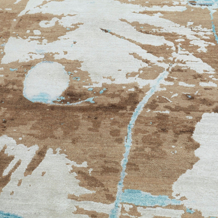 Image for Blue & Brown Contemporary Wool Silk Blend Rug - 8' x 10'