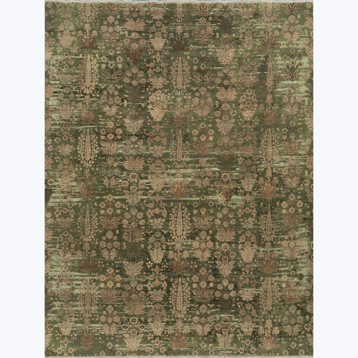 Image for Dark Gold & Green Transitional Wool Rug - 9' x 12'